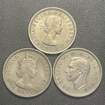 回流0301 -  1948年英国六便士乔治六世、1956年六便士幸运币、1953年马来亚和英属婆罗洲10分