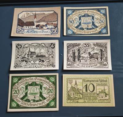 瓶子🏺第229期拍卖会[节后2月24日发货] -   1912-1913年德国紧张时期纸币6枚  奥地利地区建筑系