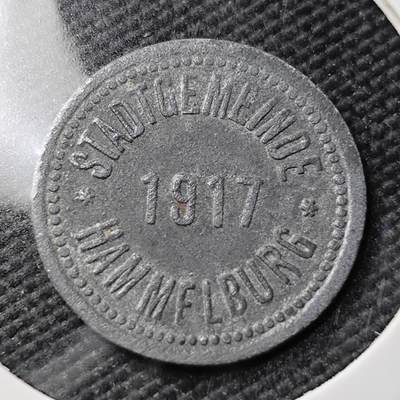 KK钱币收藏小铺  第397期 百期特怕（四拍之一） 2月预留时间 周末发货 -  1917 德紧哈默尔堡 5芬尼锌币