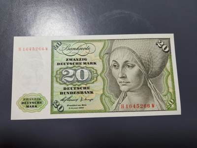 2月11号晚上8点 外国纸币自动截拍第24场 - 德国1960年20马克 新品