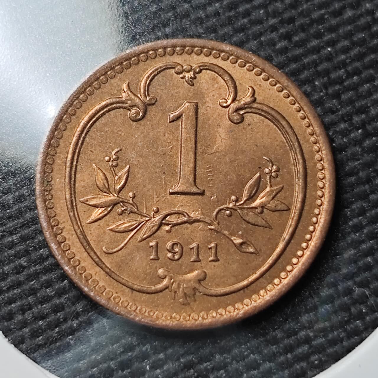 KK钱币收藏小铺  第397期 百期特怕（四拍之一） 2月预留时间 周末发货  奥地利1895年1格罗申铜币 MS品可评级