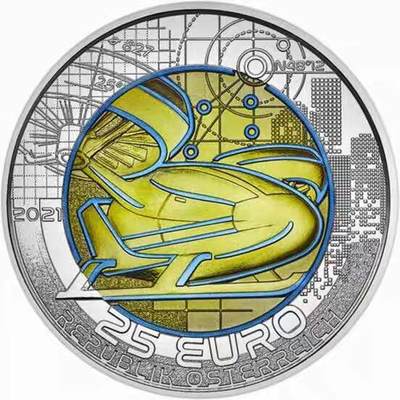 【币将精彩】世界钱币马年新春拍卖（2026-2-22） - 克劳斯获奖币奥地利2021年智能出行银铌双金属币带证书包装