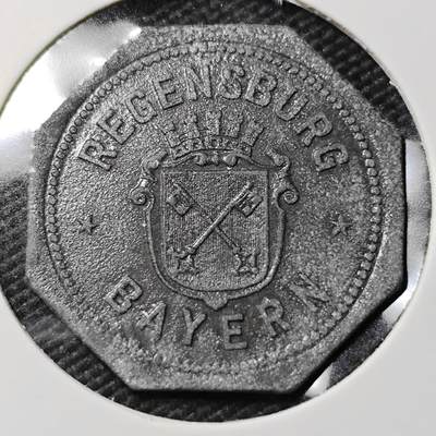 KK钱币收藏小铺  第397期 百期特怕（四拍之一） 2月预留时间 周末发货 -  ND(1917) 德紧雷根斯堡 10芬尼锌币