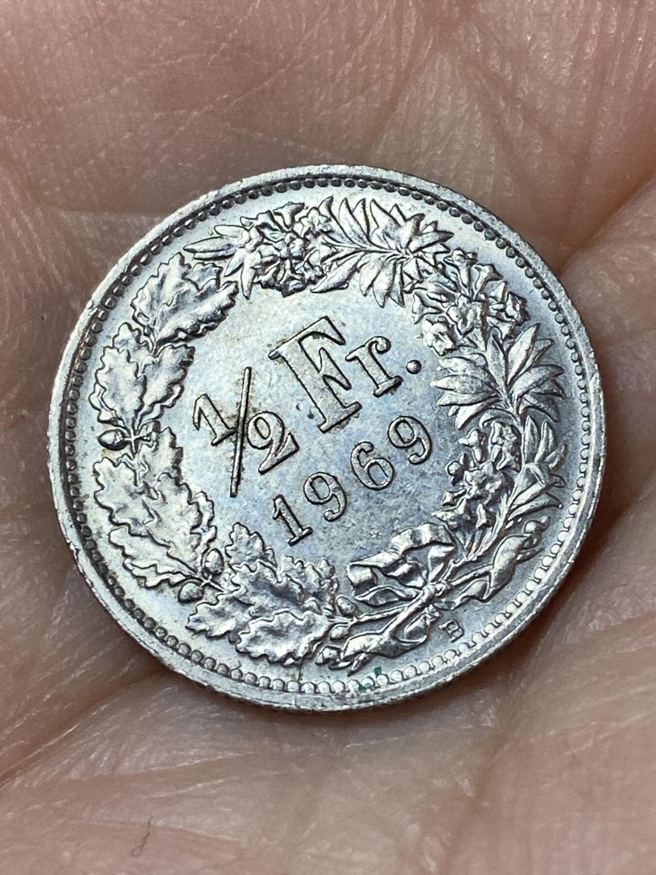 2026年第二十四场(总第一百九十三场）外国好品散币场(免佣金) 瑞士🇨🇭1969年1/2法郎(第三版早期，B标伯尔尼造)