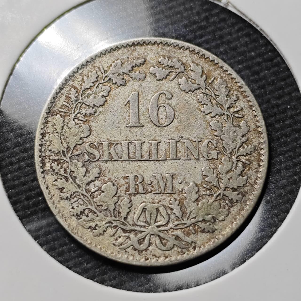 KK钱币收藏小铺  第397期 百期特怕（四拍之一） 2月预留时间 周末发货  1857年丹麦弗雷德里克七世16斯基林银币 少见