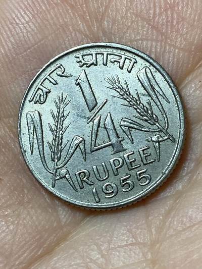 2026年第二十三场(总第一百九十二场）外国好品散币场(年后发货) - 好品–印度🇮🇳1955年1/4卢比(独立后第一套流通硬币第三版，C版加尔各答造)