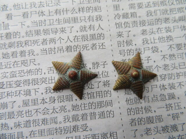 55技术尉官肩章18mm镀金黄星星2个一组