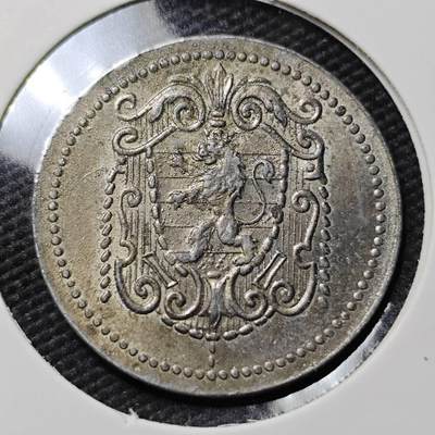 KK钱币收藏小铺  第397期 百期特怕（四拍之一） 2月预留时间 周末发货 - 1917 德紧霍斯特-埃姆舍尔 1/2马克锌币 好品