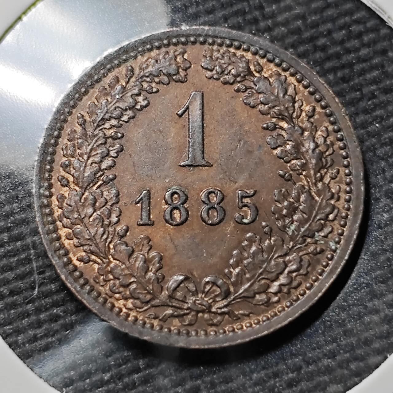 KK钱币收藏小铺  第397期 百期特怕（四拍之一） 2月预留时间 周末发货  1885年奥地利约瑟夫一世双头鹰1克鲁泽铜币 好品