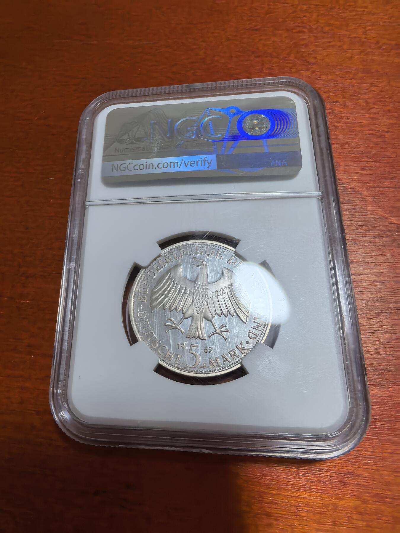 长老汇蛇年精选第一百场拍卖 1967F 德国洪堡特兄弟5马克精制银币，NGC PF66UC，亚军分，更高4枚，五大天王之一