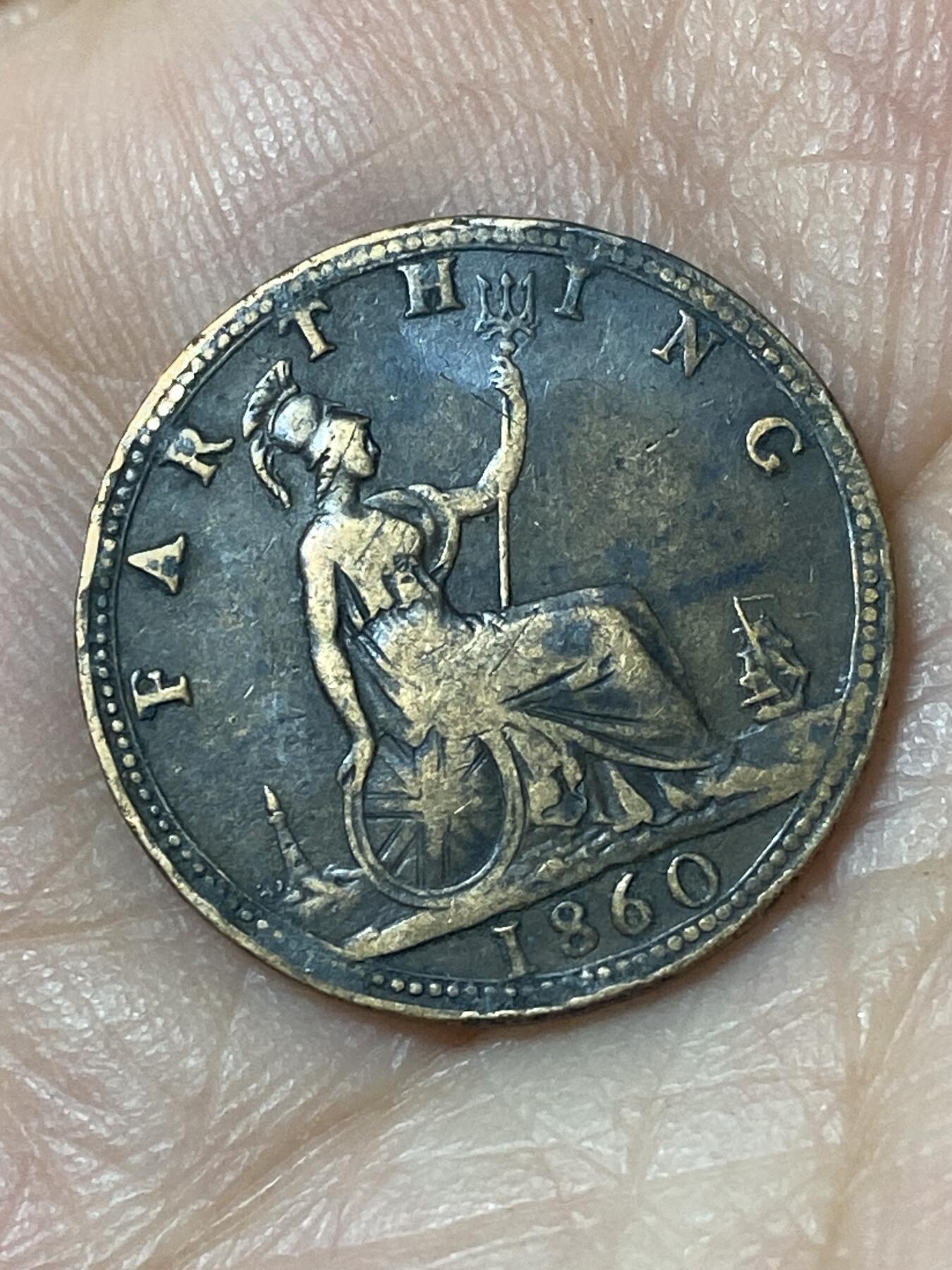 2026年第二十四场(总第一百九十三场）外国好品散币场(免佣金) 少见版本–英国🇬🇧1860年1法新(维多利亚女王中年桂冠第一版，Beaded border–珠圈版)