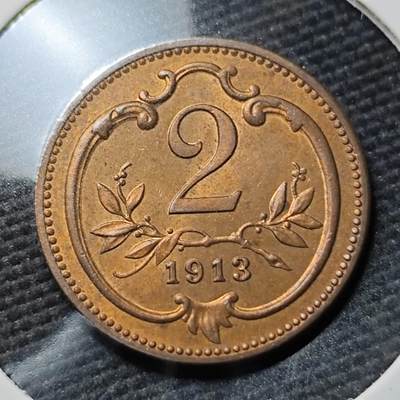 KK钱币收藏小铺  第397期 百期特怕（四拍之一） 2月预留时间 周末发货 -  1913奥地利2格罗申铜币 MS品可评级