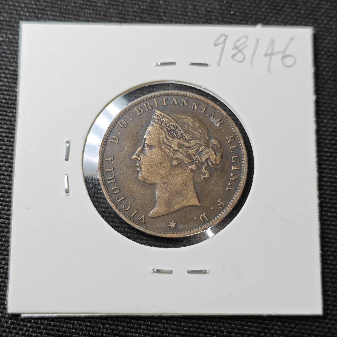 KK钱币收藏小铺  第398期 百期特拍（四拍之二） 2月预留时间 周末发货  1894英属泽西维多利亚女王1/12先令铜币