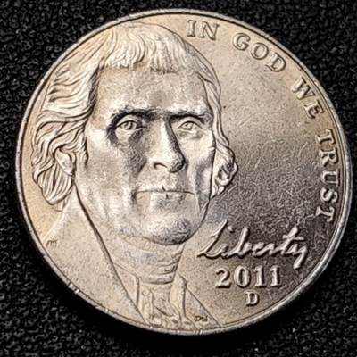 泉币菌-第191场- 迎春节专场 本场拍品多 请提前出价 年前能发货的最后一场（本期结束后 明天 2月14日发货 请及时付款） - 美品 美国2011年5美分纪念币 杰斐逊 及 故居蒙蒂塞洛庄园 21mm 