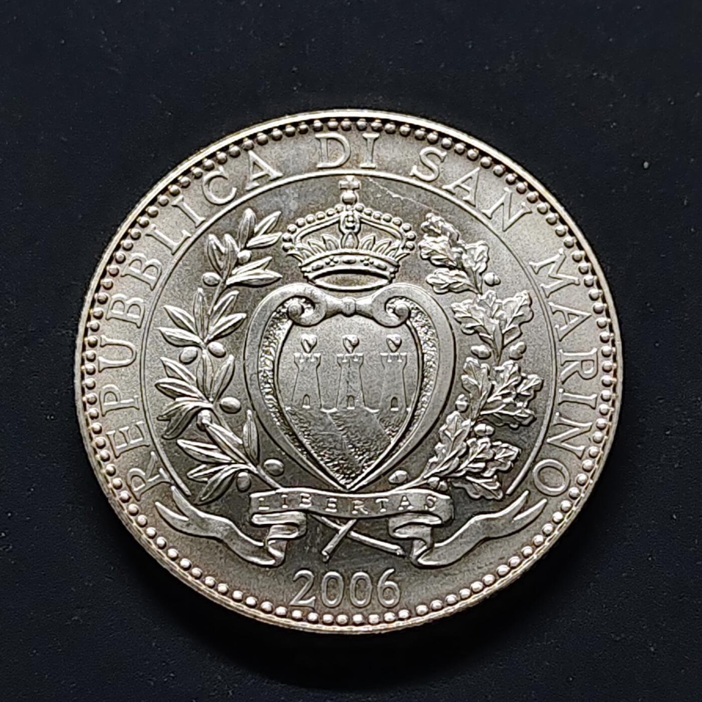 【全场包邮】纯粹捡漏拍503场 圣马力诺2006年5欧元经济学家梅尔基奥雷·德尔菲科纪念银币【32毫米18克92.5%】