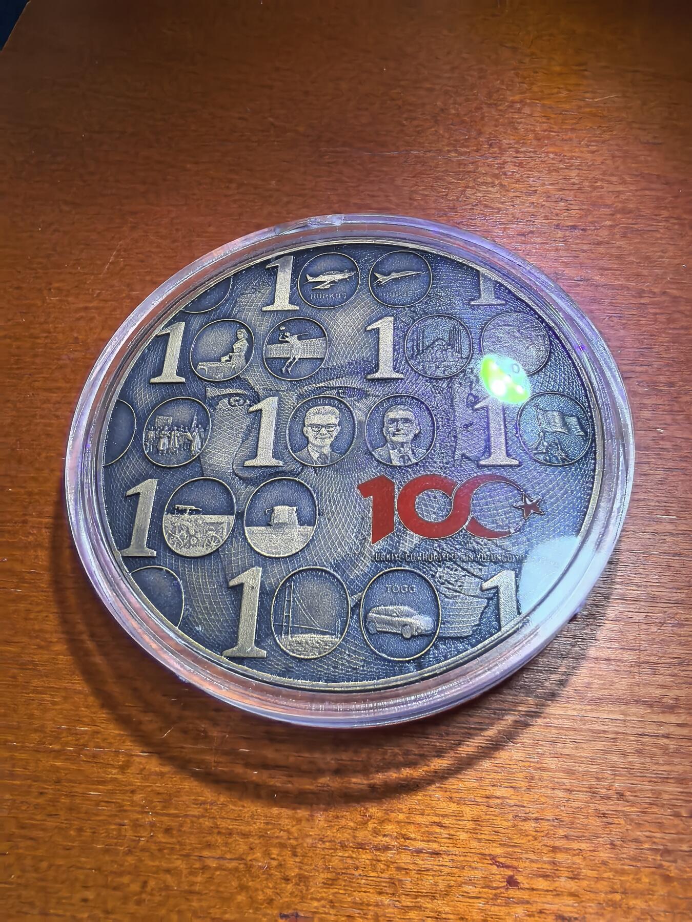 长老汇蛇年精选第一百场拍卖 2023土耳其总统制度百年5里拉大铜币，134克，70MM，2万枚