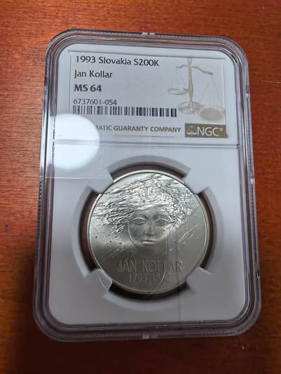 长老汇蛇年精选第一百场拍卖 - 1993斯洛伐克扬·科尔 200克朗银币，NGC MS64分，唯一亚军分，更高1枚
