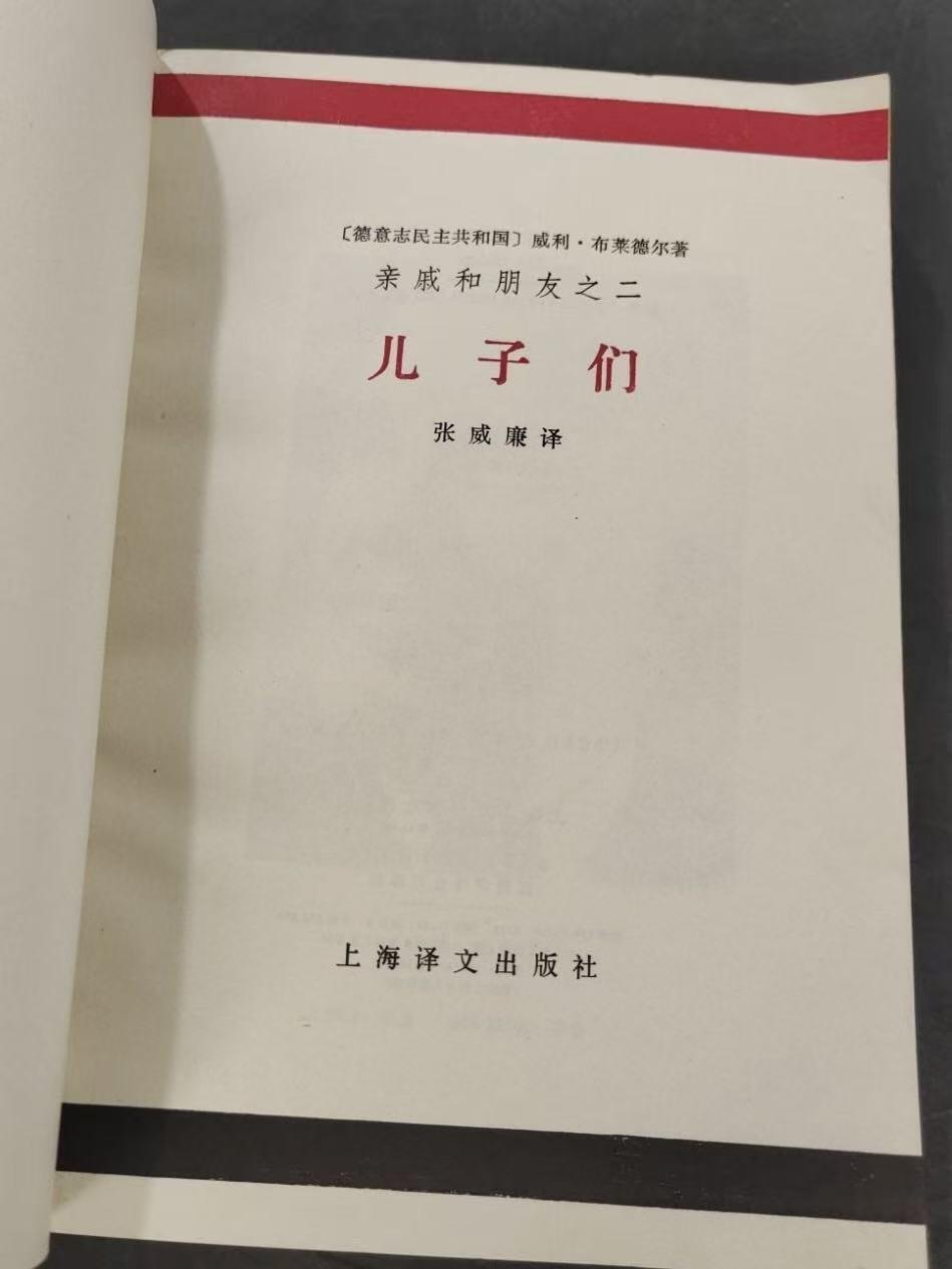 旧平装书捡漏专场第三场 儿子们（亲戚和朋友系列之二）（德）威利·布莱德尔著 张威廉译  上海译文出版社出版  1984年9月首版首印