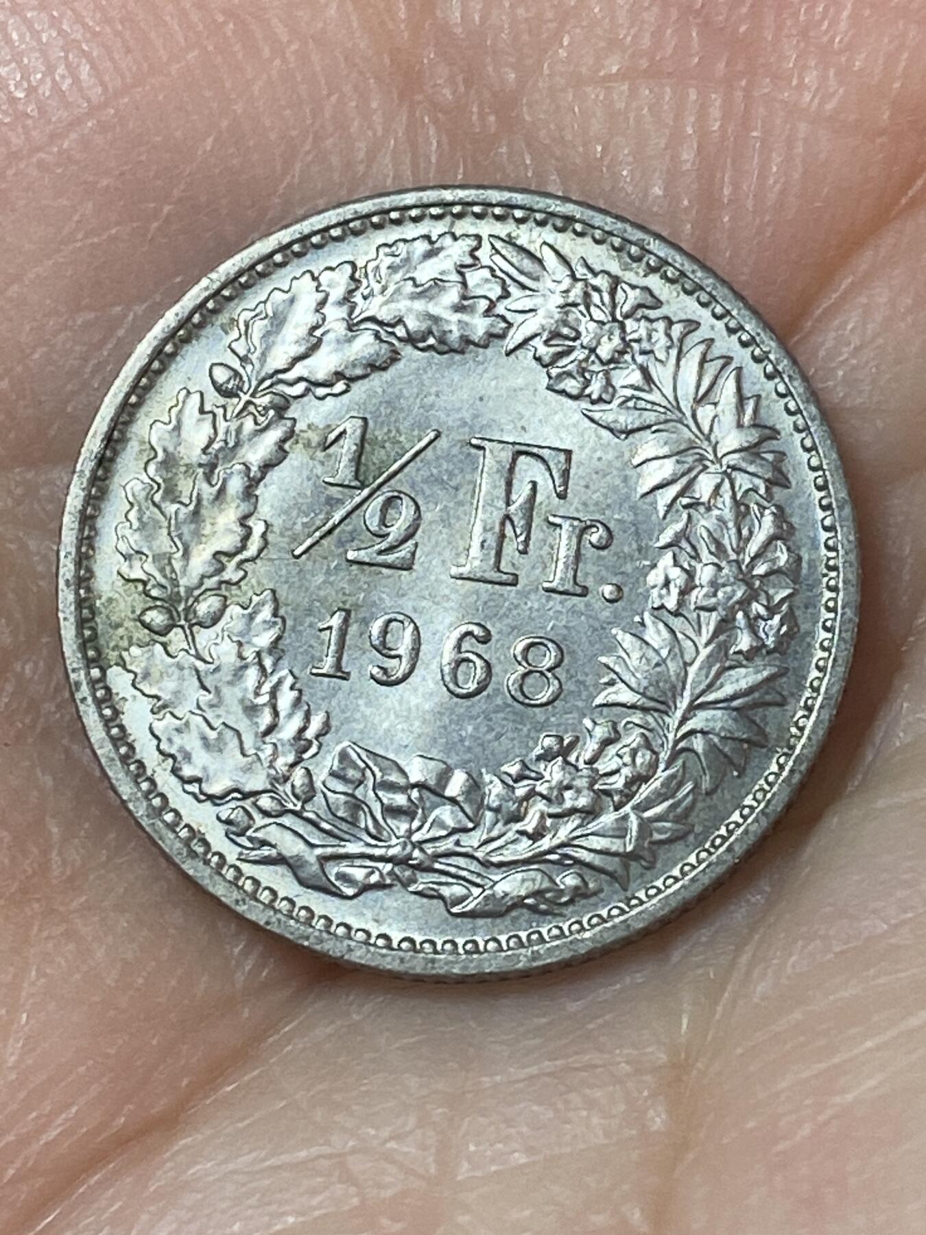 2026年第二十四场(总第一百九十三场）外国好品散币场(免佣金) 瑞士🇨🇭1968年1/2法郎(第三版首发年，无标版)