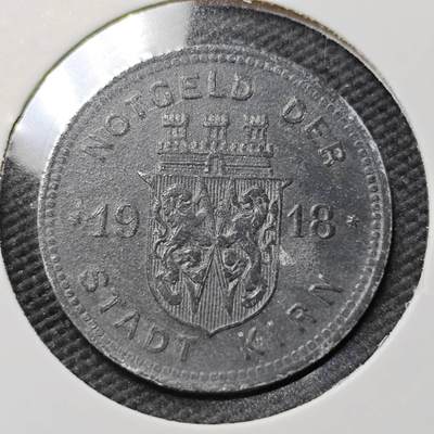 KK钱币收藏小铺  第397期 百期特怕（四拍之一） 2月预留时间 周末发货 -  1918 德紧基恩市 10芬尼锌币