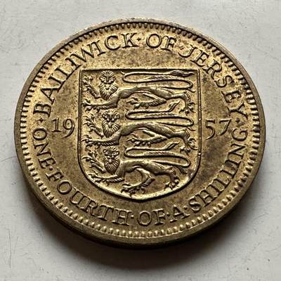 🌹外币初藏🌹🐯2026年第19场 快递已停，正月十五后再发 - 泽西岛1957年1/4先令 a