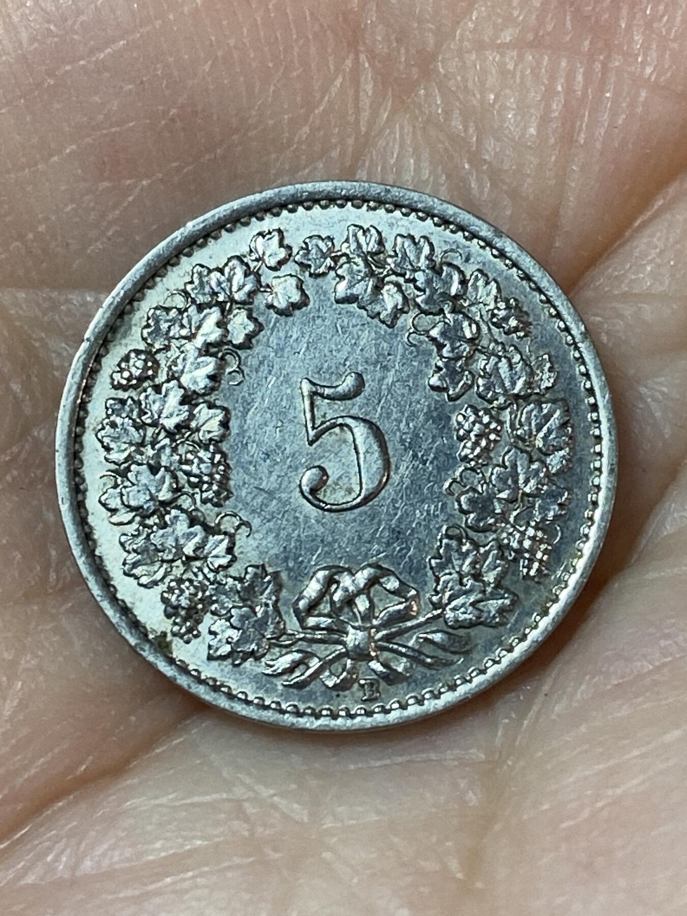 2026年第二十四场(总第一百九十三场）外国好品散币场(免佣金) 少见版本–瑞士🇨🇭1933年5拉彭(第四版，B标伯尔尼造，纯镍材质版)