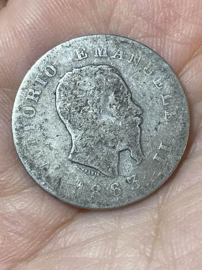 2026年第二十四场(总第一百九十三场）外国好品散币场(免佣金) - 意大利王国1863年1里拉银币(维托里奥·埃马努埃莱二世第二版，磨损减重至4.6克)