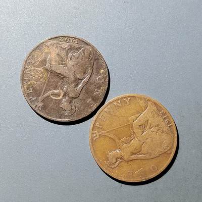 PCAI钱币  23-759  古钱铜元小专场 - 英国币二枚