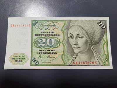 2月11号晚上8点 外国纸币自动截拍第24场 - 德国1980年20马克 近新品