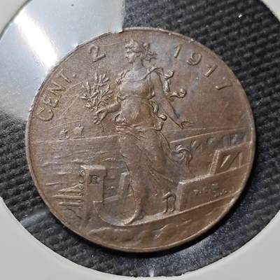 KK钱币收藏小铺  第397期 百期特怕（四拍之一） 2月预留时间 周末发货 -  1917意大利2分铜币 拿花 细节不错！