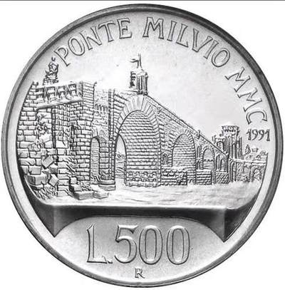 【币将精彩】世界钱币拍卖拍卖（2026-4-28） 意大利1991年米尔维奥桥纪念银币 克劳斯获奖币，15克，造币厂原封卡币。