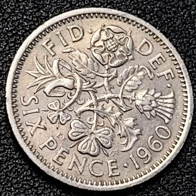 泉币菌-第191场- 迎春节专场 本场拍品多 请提前出价 年前能发货的最后一场（本期结束后 明天 2月14日发货 请及时付款） - 1960年 英国6便士硬币 爱情幸运币 19.3mm 