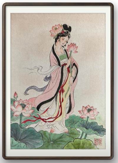 周四第100期阳大大卡牌拍卖第100期（持续收拍品，周六晚上九点截拍，进群福利早知道） - 【原画】工艺大师张红作品 八仙 何仙姑 A5原稿画芯 建议配框非常漂亮，书房必备