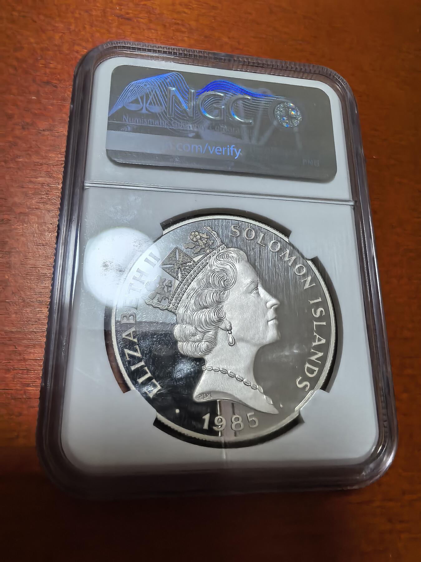 长老汇蛇年精选第一百场拍卖 1985所罗门群岛联合国妇女十年5元精制银币，NGC PF69UC，亚军，更高1枚，1050枚