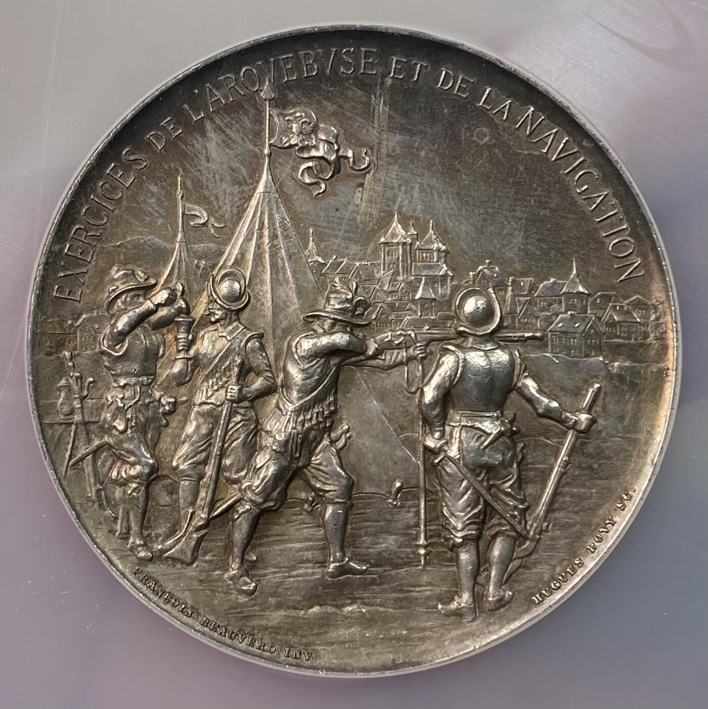 万国钱币拍卖第061期（马年首拍） NGC MS62 1895年瑞士日内瓦圣乔治射击场落成纪念大银章 47MM 46G 仅仅发行210枚的珍稀品种 高浮雕大规格原味五彩极美收藏品质