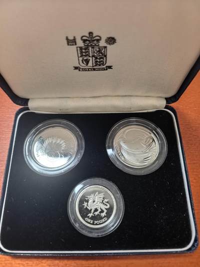 长老汇蛇年精选第一百场拍卖 - 1995英国家庭版3枚精制银币，盒证全，1000套，少见