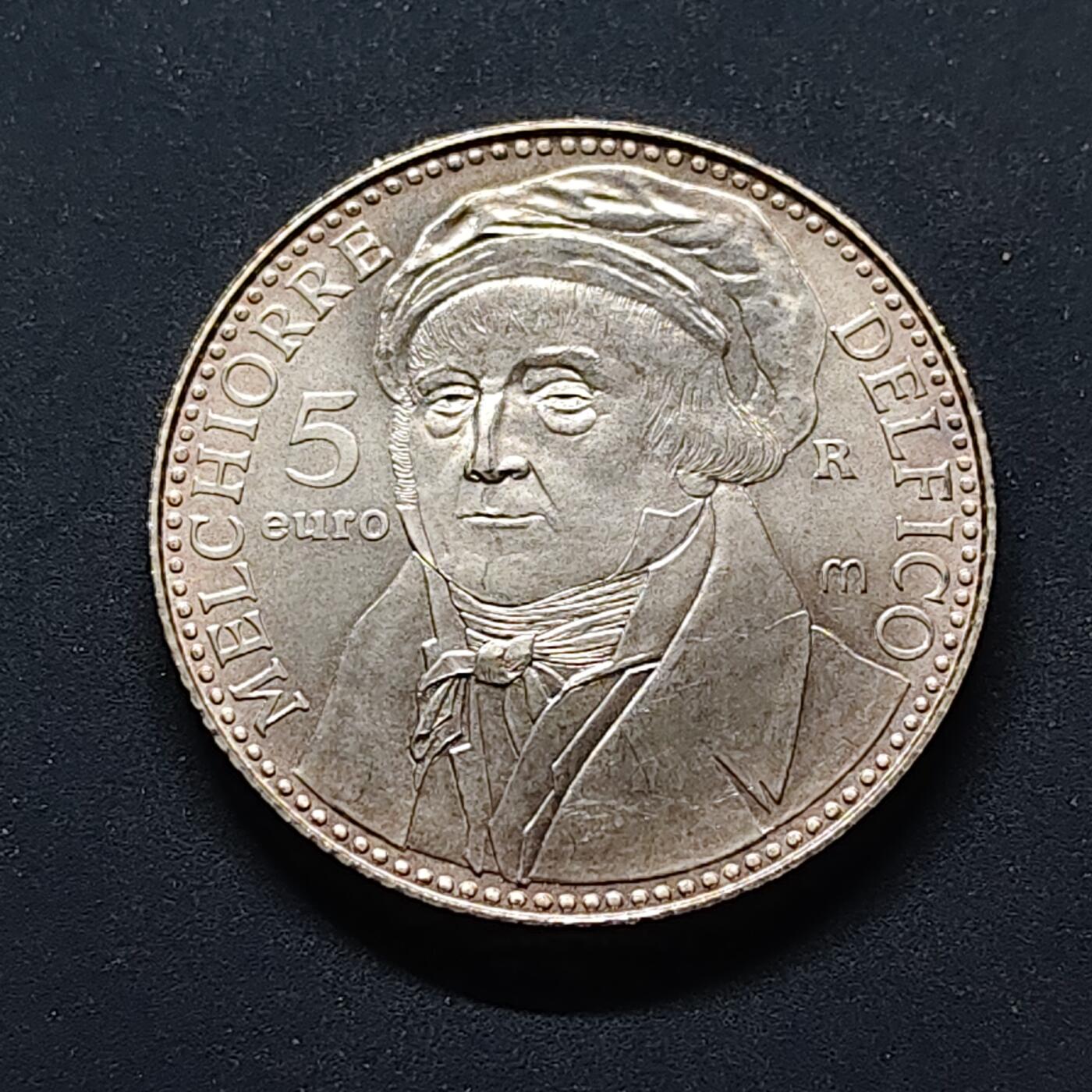 【全场包邮】纯粹捡漏拍503场 圣马力诺2006年5欧元经济学家梅尔基奥雷·德尔菲科纪念银币【32毫米18克92.5%】