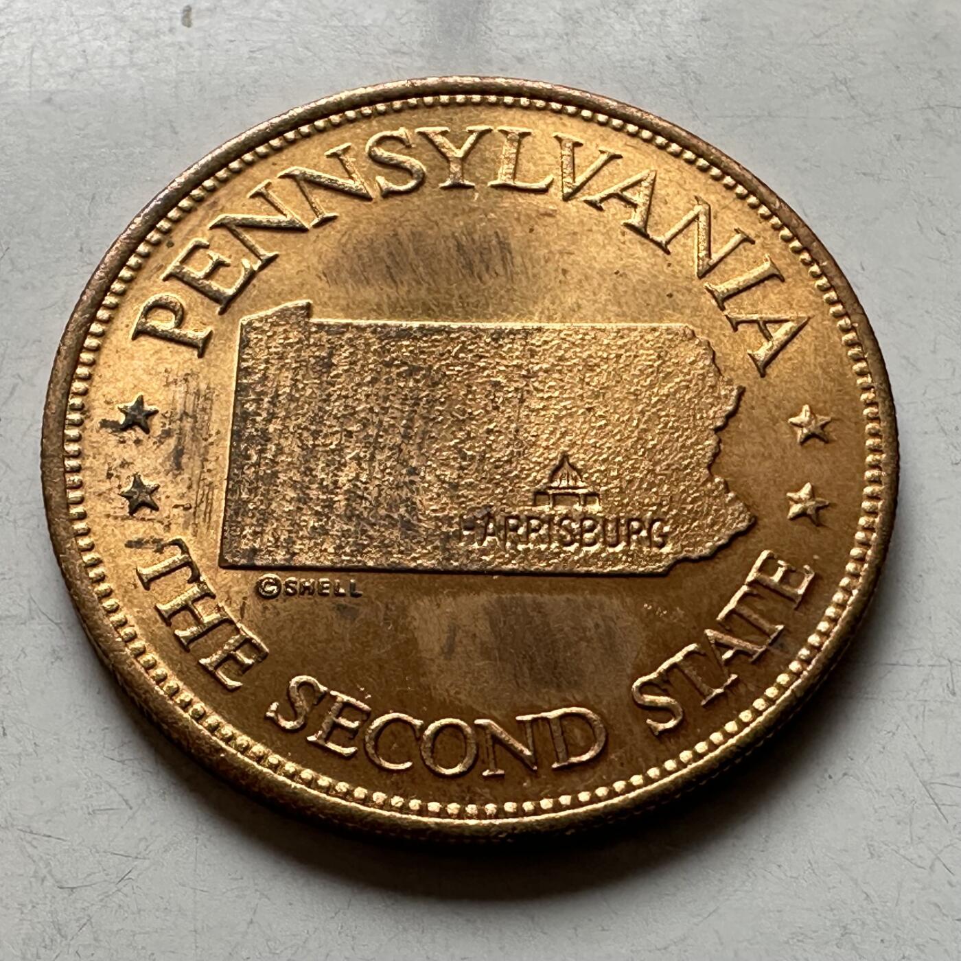 🌹外币初藏🌹🐯2026年第19场 快递已停，正月十五后再发 美国宾夕法尼亚州纪念铜章