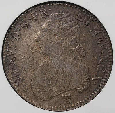 修遠堂世界钱币第105期，马年首拍 - NGC XF40 1784年法国1埃居大银币，K厂铭