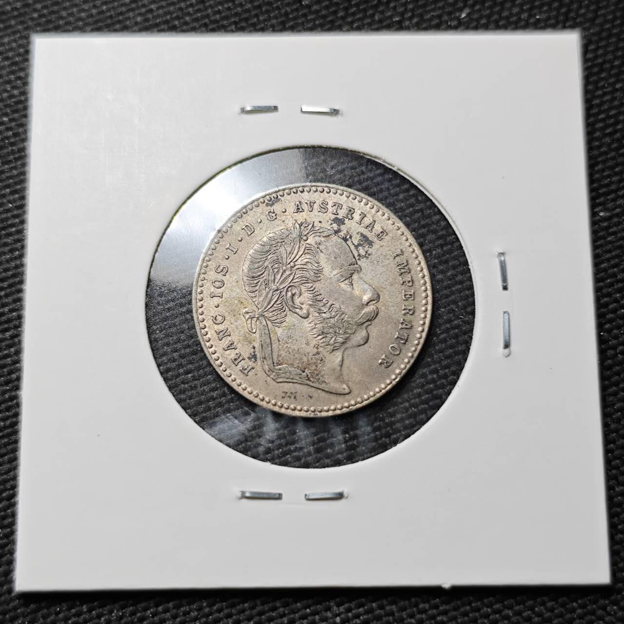 KK钱币收藏小铺  第397期 百期特怕（四拍之一） 2月预留时间 周末发货  奥匈帝国1869年20克鲁泽银币 深打状态 细节不错