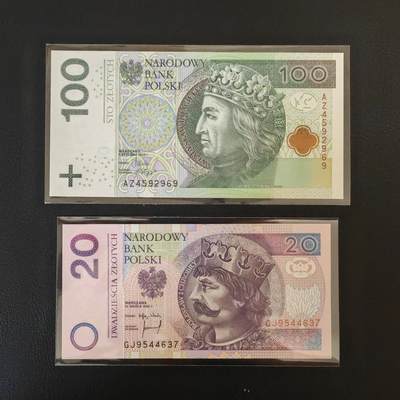 【礼羽收藏】🌏世界钱币拍卖第124期 - （一组2张）【UNC】欧洲 波兰 1994年 20.100