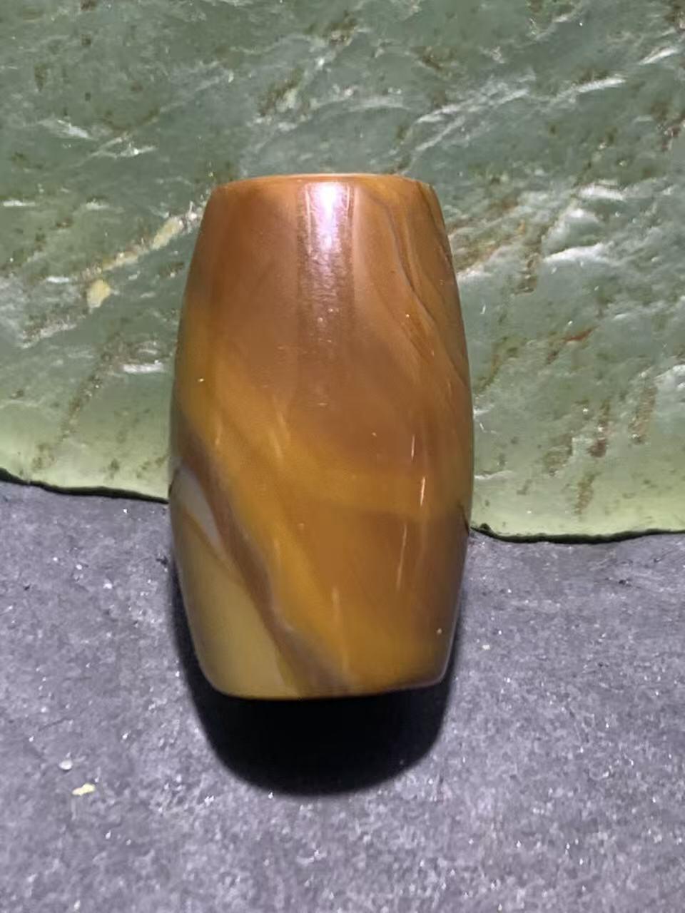 高玉化冻料缠丝玛瑙通货桶珠一颗