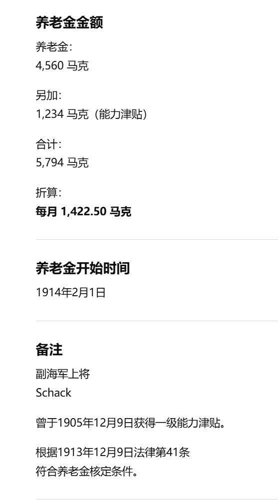 欢庆春节！戎马世界章牌大赏第112期春节大拍  德专场 海军中将威廉·沙克的帝国海军军官养老金核定原始文件