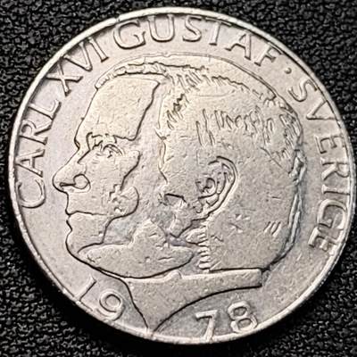 泉币菌-第187场- 精品福利场 （本周五和之前拍的 2月14日发货） - 瑞典1978年1克朗铜镍币，卡尔十六世 古斯塔夫，25mm