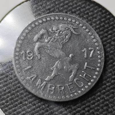 KK钱币收藏小铺  第397期 百期特怕（四拍之一） 2月预留时间 周末发货 - 1917 德紧兰布雷希特 5芬尼锌币 山羊图案 