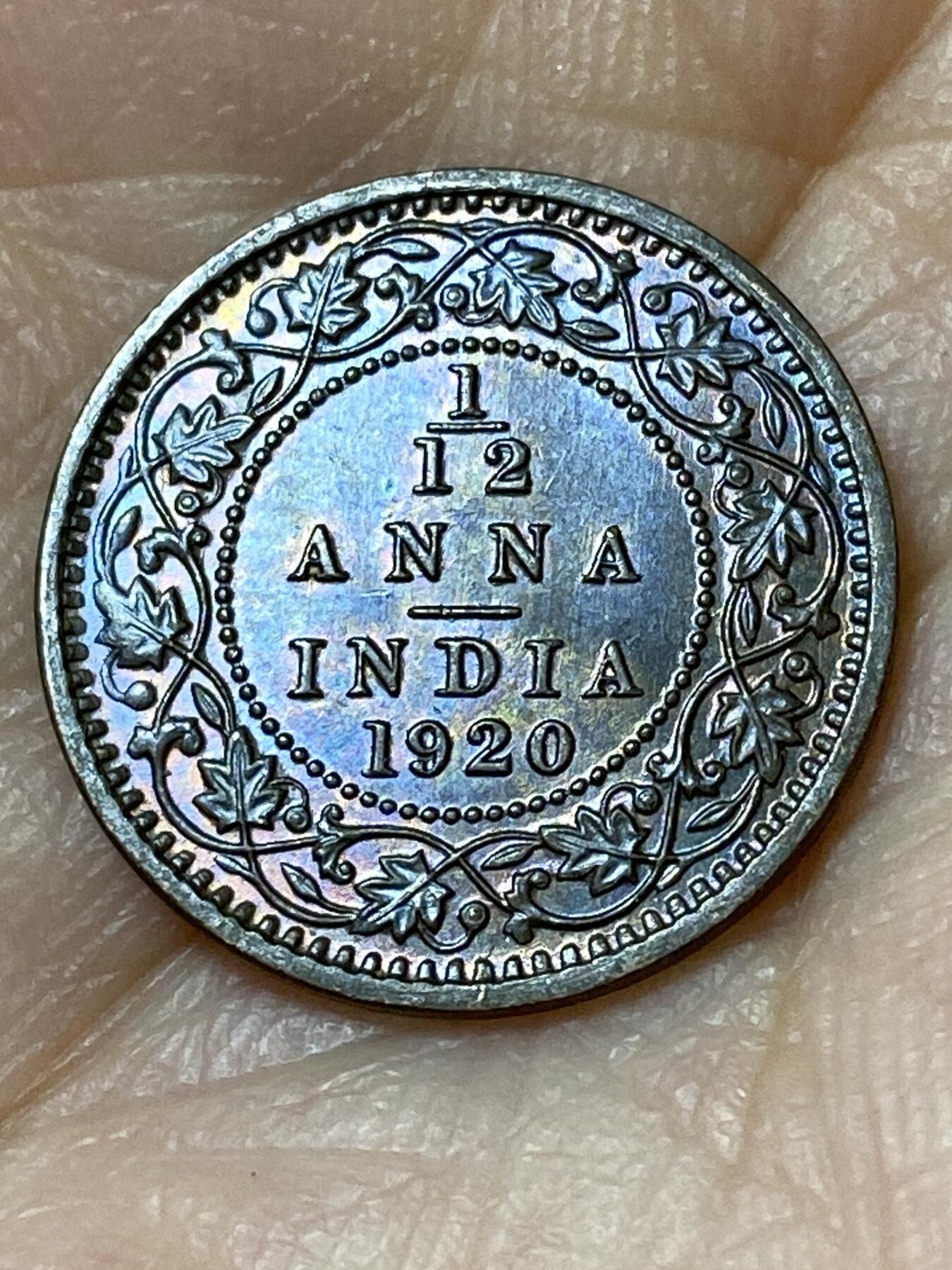 2026年第二十三场(总第一百九十二场）外国好品散币场(年后发货) 彩光好品–英属印度1920年1/12安娜(乔治五世时期，c版加尔各答造)