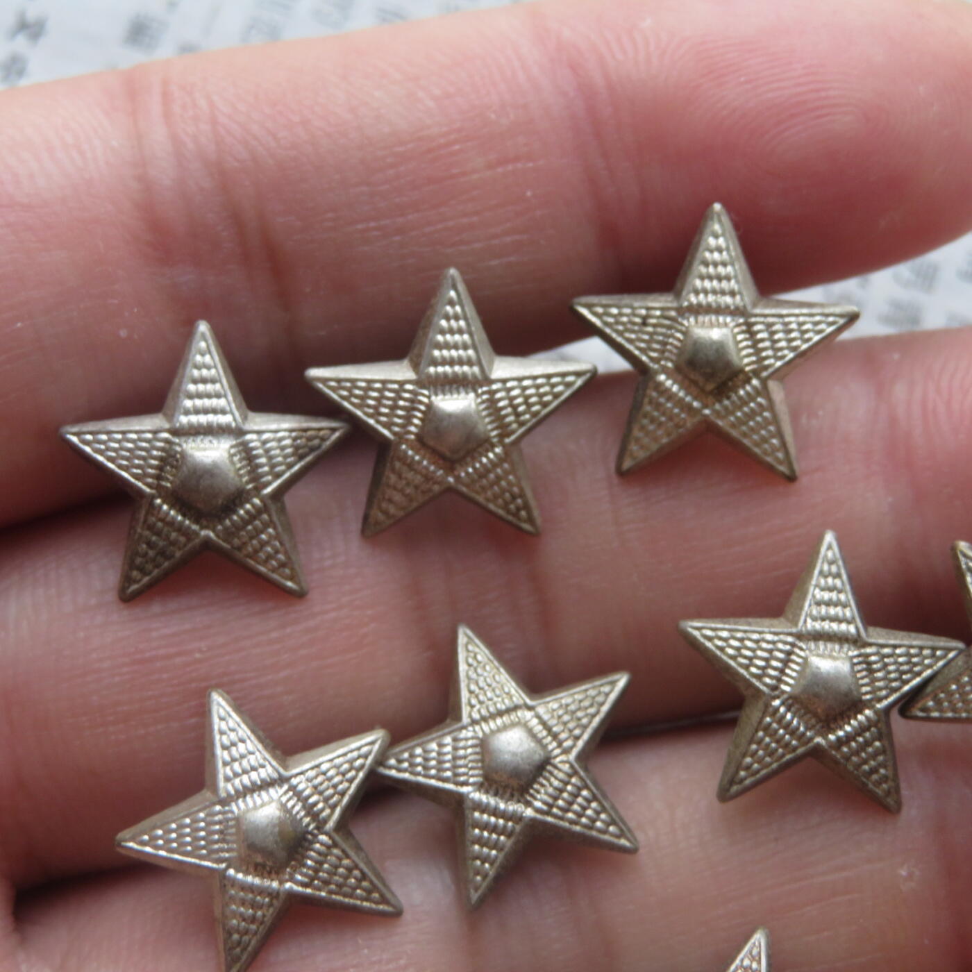 未使用镀银美品55领章铜星星10个一组