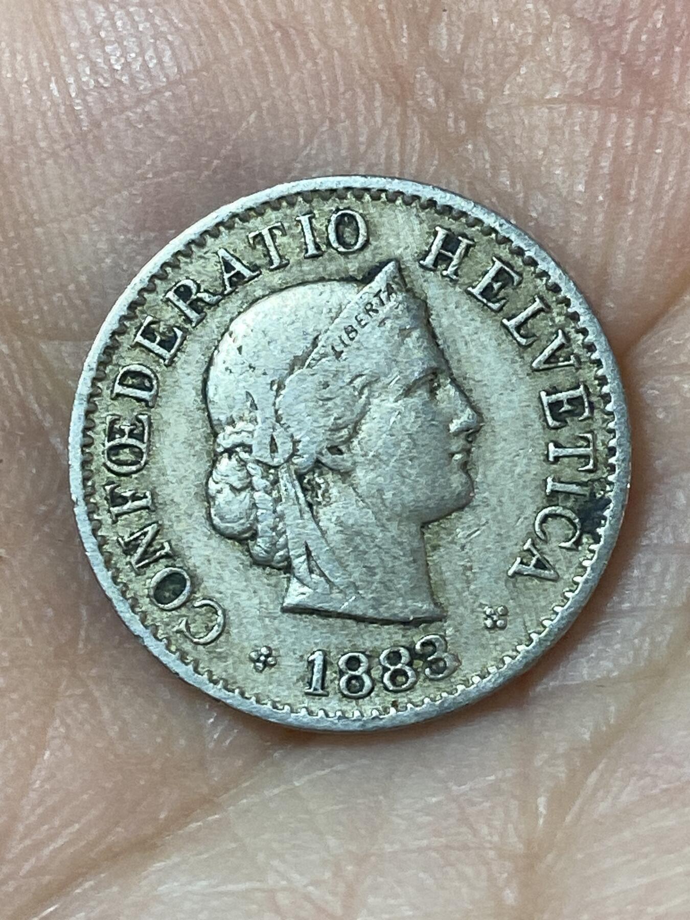 2026年第二十四场(总第一百九十三场）外国好品散币场(免佣金) 稀少早期年份–瑞士🇨🇭1883年5拉彭(第二版，B标伯尔尼造)