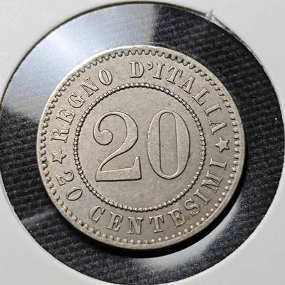 KK钱币收藏小铺  第397期 百期特怕（四拍之一） 2月预留时间 周末发货 -  1894意大利20分镍币 深打状态