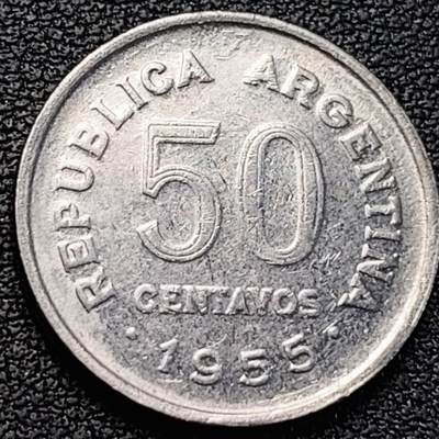 泉币菌-第187场- 精品福利场 （本周五和之前拍的 2月14日发货） - 阿根廷1955年 50分镍币-民族英雄 何塞·德·圣马丁 23mm